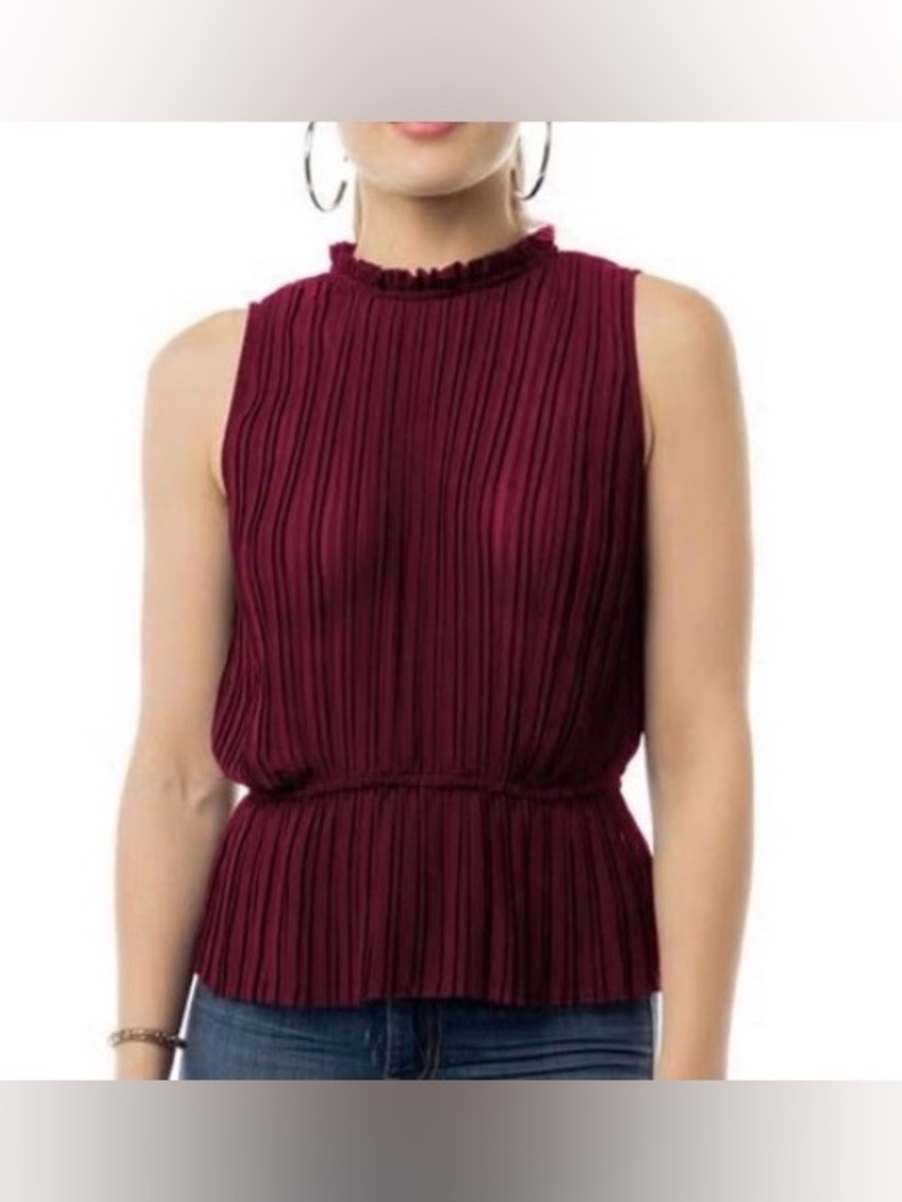 Elegant Pleated Peplum Sleeveless Top